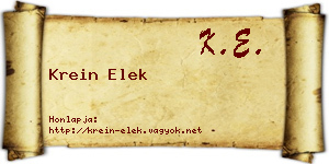 Krein Elek névjegykártya